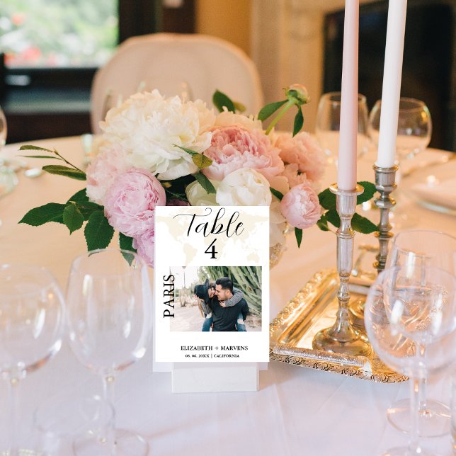 Tarjeta De Mesa Boda de temas de viajes de destino moderno (Subido por el creador)