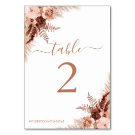 Tarjeta De Mesa Boda de Terracota Bohemiana de Pampas Modernas