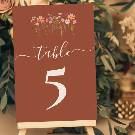 Tarjeta De Mesa Boda de terracota de flores silvestres de otoño bo