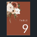 Tarjeta De Mesa Boda de Terracota Floral Bohemia moderna<br><div class="desc">Moderno Boda Boho Bohemian Floral Terracotta Número de la mesa Ver Niche y Nest store para Set.</div>