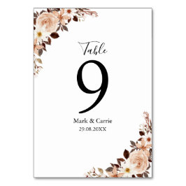 Tarjeta De Mesa Boda de terracota floral bohemio