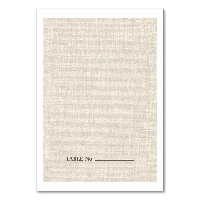 Tarjeta De Mesa Boda de textura Burlap Natural (Anverso)