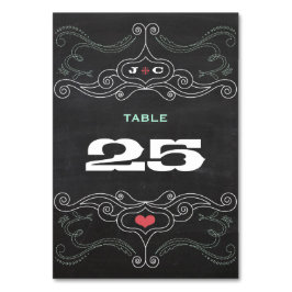 Tarjeta De Mesa Boda de tipografía de tablero de cromo moderno y r