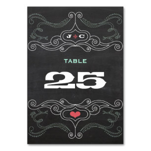 Tarjeta De Mesa Boda de tipografía de tablero de cromo moderno y r