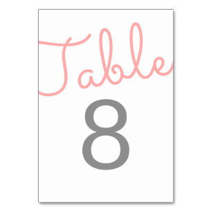 Tarjeta De Mesa Boda de tipografía rosa moderna