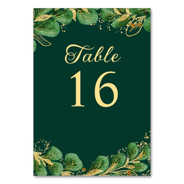 Tarjeta De Mesa Boda de tono de joyas verde esmeralda (Anverso)