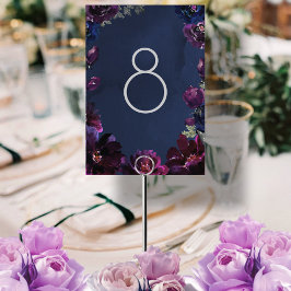 Tarjeta De Mesa Boda de tono jewel de la marina de zafiro de Ameti
