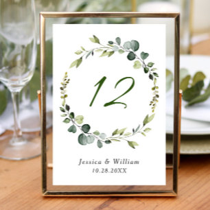 Tarjeta De Mesa Boda de trama moderna eucalipto Boho