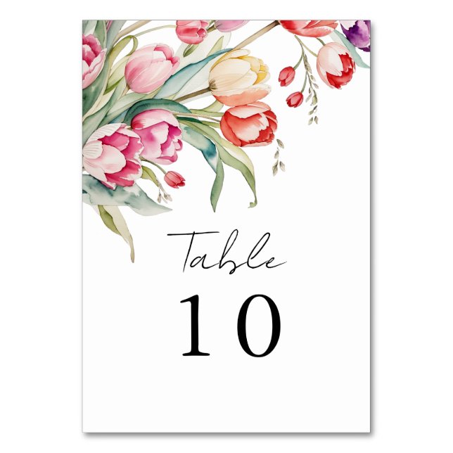 Tarjeta De Mesa Boda de tulipanes en cascada (Anverso)
