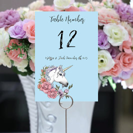 Tarjeta De Mesa Boda de unicornio blanco