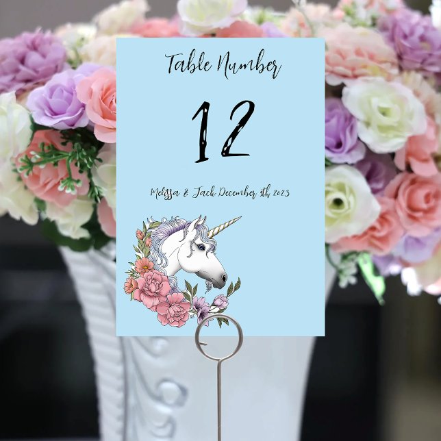 Tarjeta De Mesa Boda de unicornio blanco (Subido por el creador)