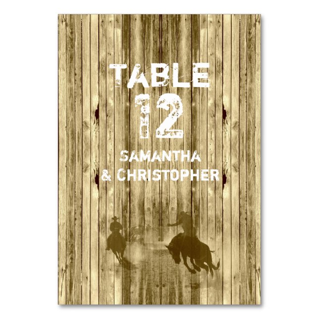 Tarjeta De Mesa Boda de vaqueros del oeste salvaje (Anverso)