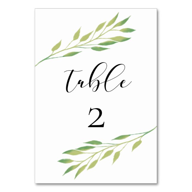 Tarjeta De Mesa Boda de Vegetación Acuarela (Anverso)