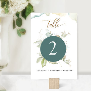Tarjeta De Mesa Boda de vegetación elegante de eucalipto, verde