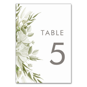 Tarjeta De Mesa Boda de vegetación floral blanca