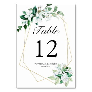 Tarjeta De Mesa Boda de vegetación floral geométrica
