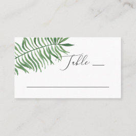 Tarjeta De Mesa Boda de vegetación tropical acuática. Hojas de pal