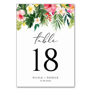 Tarjeta De Mesa Boda de verano acuarela tropical Garland