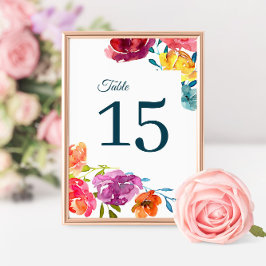 Tarjeta De Mesa Boda de verano brillante Rótulo número de tabla