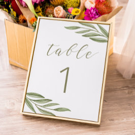 Tarjeta De Mesa Boda de verano con vegetación. Caligrafía de folla