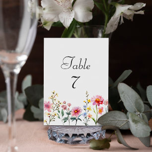 Tarjeta De Mesa Boda de verano de la primavera de las flores silve