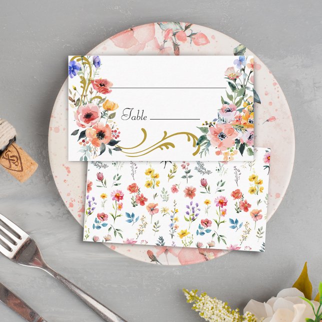 Tarjeta De Mesa Boda de verano de la primavera de las flores silve (Subido por el creador)