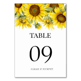 Tarjeta De Mesa Boda de verano elegante con girasoles