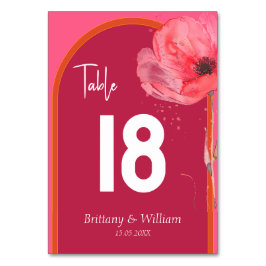 Tarjeta De Mesa Boda de verano floral rosa y Naranja