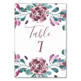 Tarjeta De Mesa Boda de Verano Peonía Acuarela Púrpura