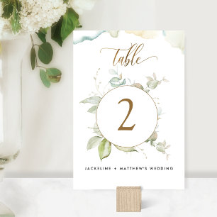 Tarjeta De Mesa Boda de Verde Elegante Eucalipto,