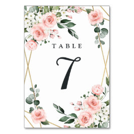 Tarjeta De Mesa Boda de verde floral blanco y oro rosa de Rubor