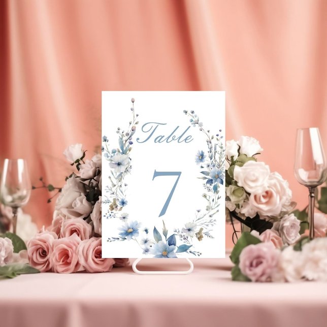 Tarjeta De Mesa Boda de verdor Dusty Blue Floral Spring (Subido por el creador)