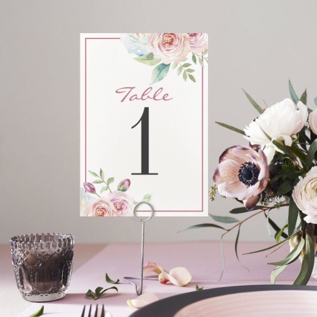 Tarjeta De Mesa Boda de verdor romántico floral suave número de ta (Subido por el creador)