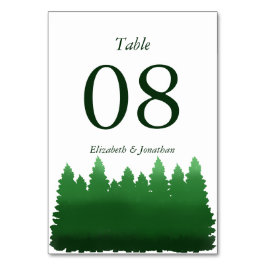 Tarjeta De Mesa Boda de Watercolor Woodland Pines
