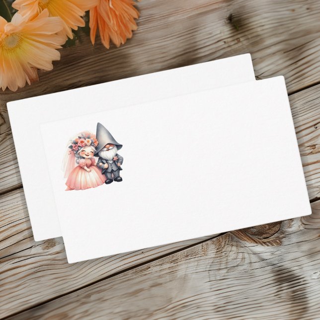 Tarjeta De Mesa Boda de Whimsical Garden Gnome Rustic Woodland (Subido por el creador)