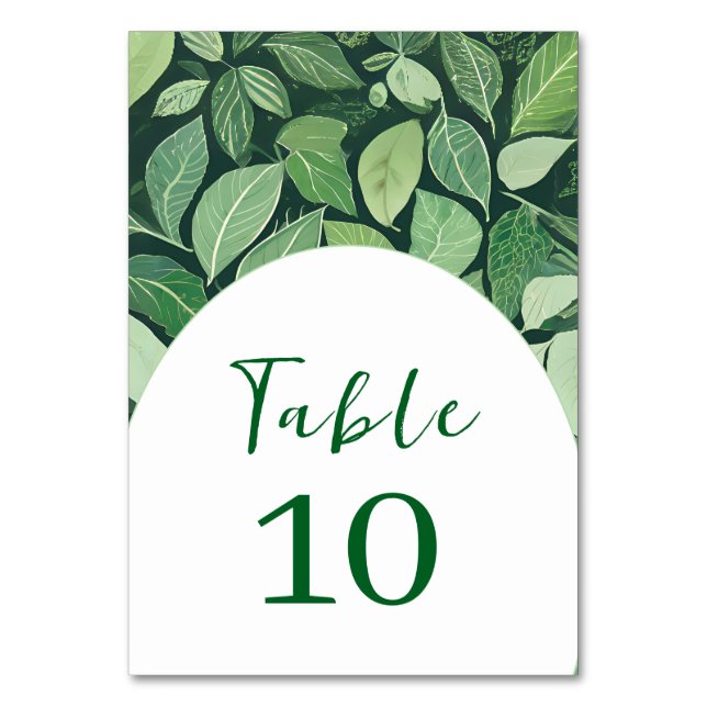 Tarjeta De Mesa Boda de Whimsical Green Leaves (Anverso)