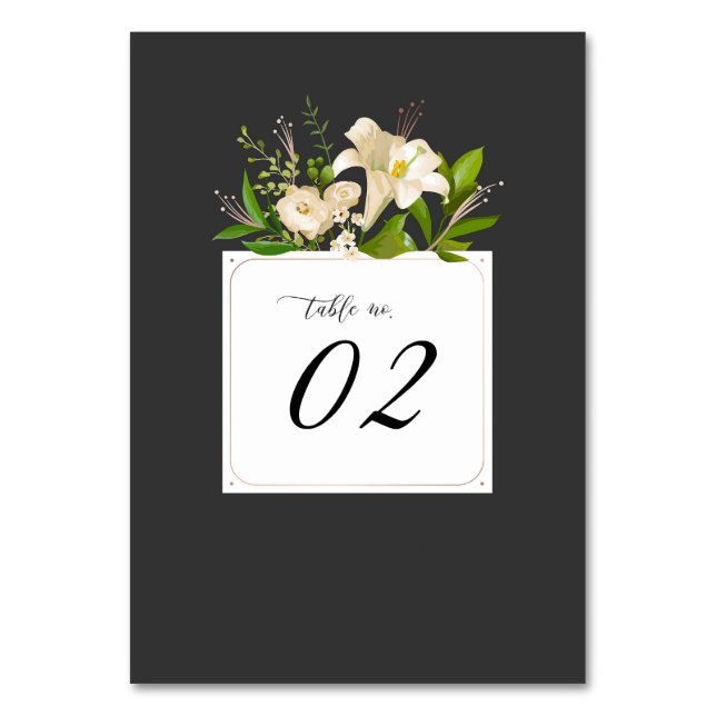 Tarjeta De Mesa Boda de White Lilies (Anverso)
