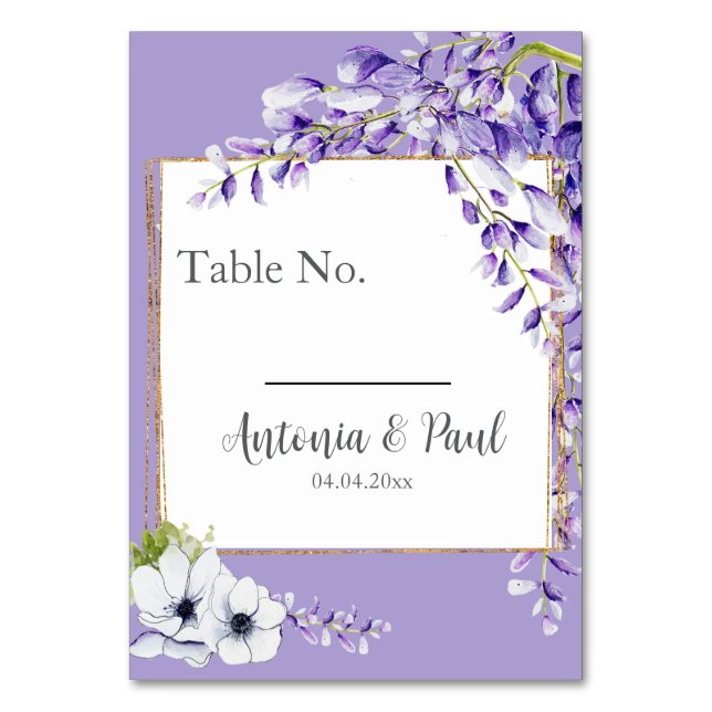 Tarjeta De Mesa Boda de Wisteria Blooms (Anverso)