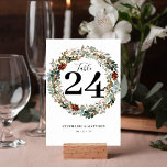 Tarjeta De Mesa Boda de Wreath Botánico Moderno<br><div class="desc">Esta hermosa colección de coronas fue influenciada por coronas de Navidad y encajaría perfectamente para los que planean una ceremonia de otoño.</div>
