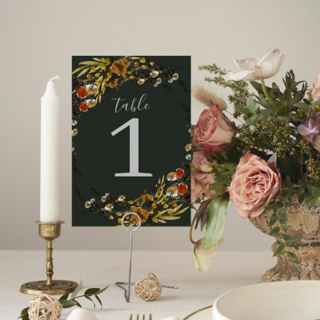 Tarjeta De Mesa Boda de Wreath de la vegetación seca del otoño (Subido por el creador)