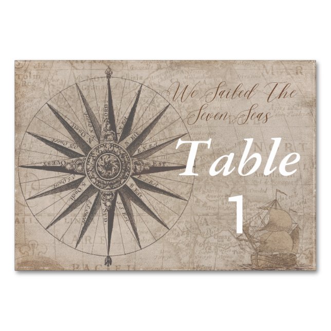 Tarjeta De Mesa Boda de yates náuticos (Anverso)