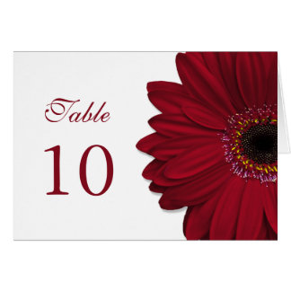 Tarjeta de mesa Boda Deep Red Gerbera Daisy