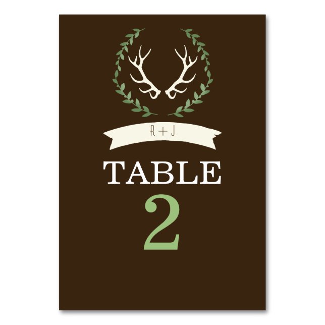 Tarjeta de mesa Boda Deer Antler (Anverso)
