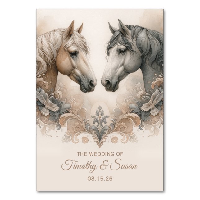 Tarjeta De Mesa Boda del amor por los caballos (Anverso)