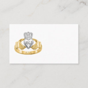 Tarjeta De Mesa Boda del anillo Claddagh Place Card Initials & Dat
