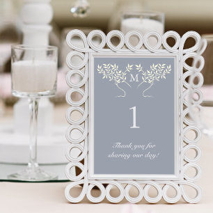 Tarjeta De Mesa Boda del árbol de la vida gris de agua