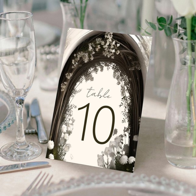 Tarjeta De Mesa Boda del Arco Botánico Romántico Boho (Romantic Boho Botanical Arch Wedding Table Number Card)