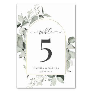 Tarjeta De Mesa Boda del Arco de Oro Eucalyptus Moderno