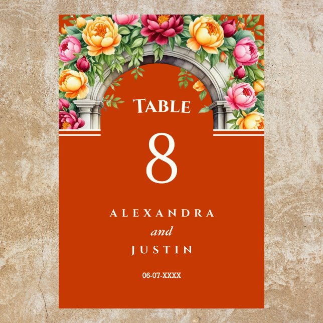 Tarjeta De Mesa Boda del Arco Floral Mediterráneo Terracotta (Subido por el creador)