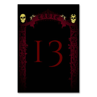 Tarjeta De Mesa Boda del Arco Gótico Trellis y Skulls